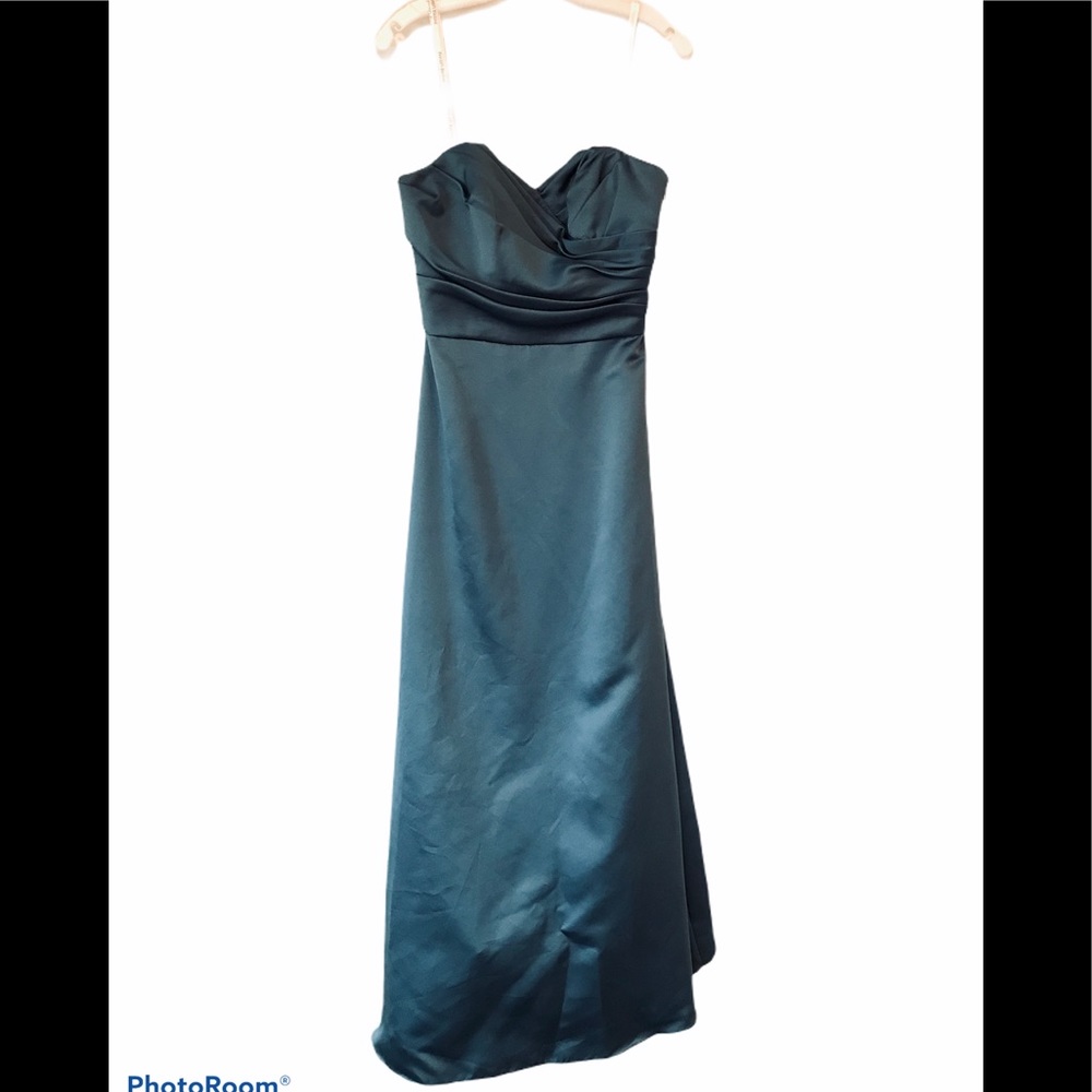 David’s Bridal Teal Strapless Sweetheart A-Line Formal Gown Dress Size 6